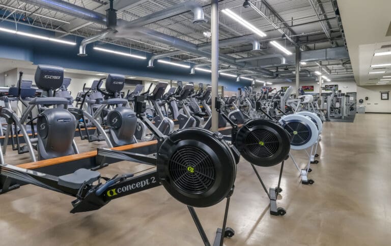 a cardio training area at a modern bucks county gym