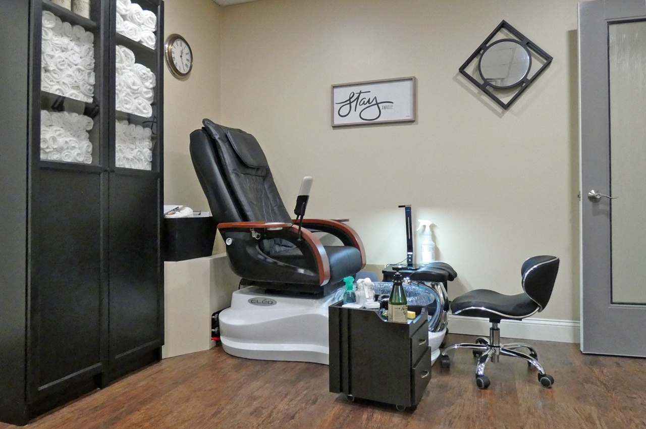 a pedicure and nails station at a doylestown spa