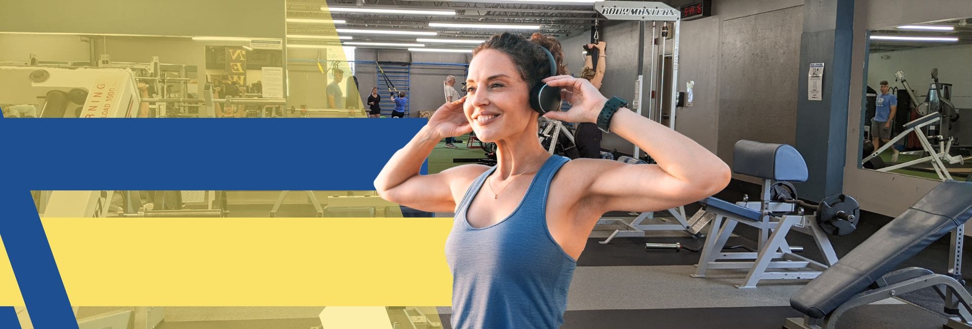 Member exercising at Cornerstone Clubs Doylestown gym with strength equipment in the background, used for December join promotion with the January free offer.