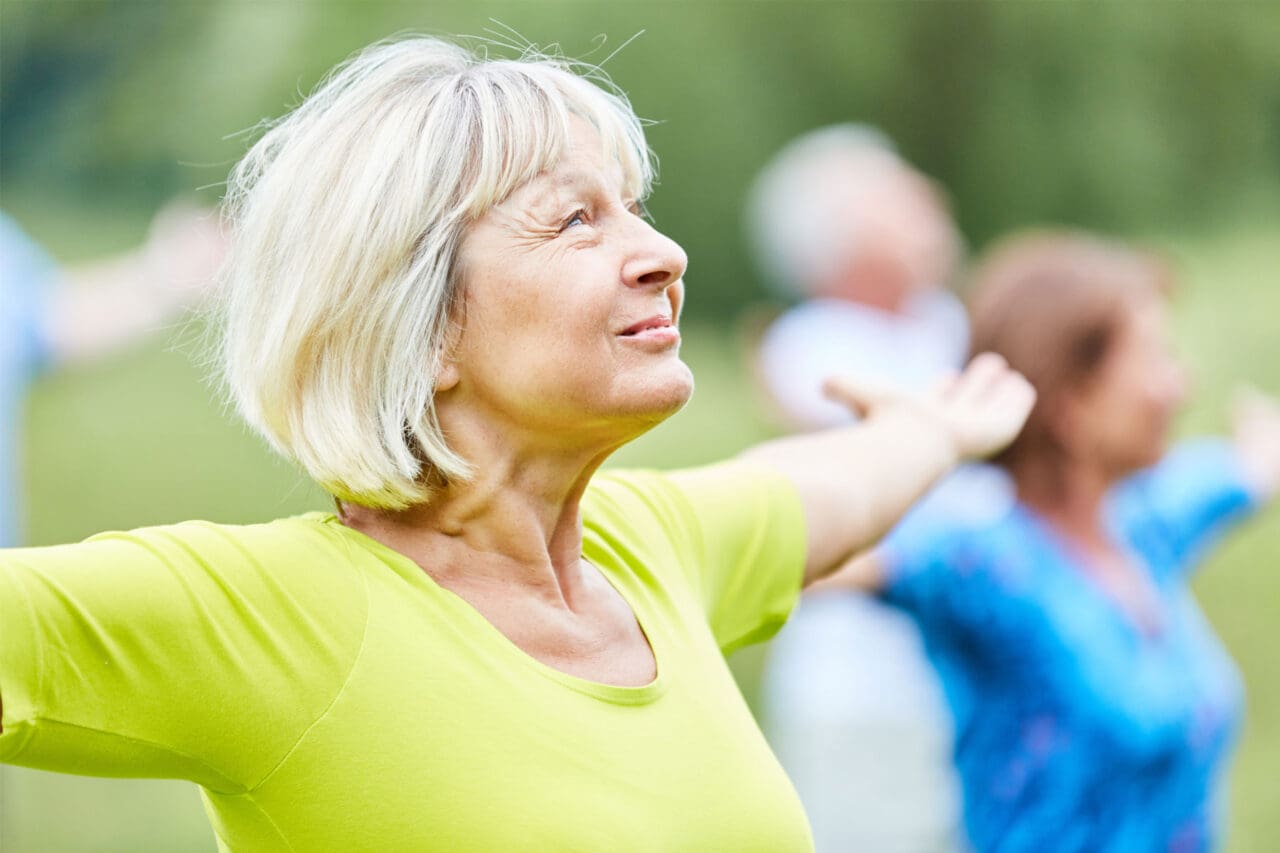Woman doing yoga outside