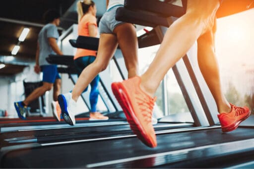 People working out on treadmills.