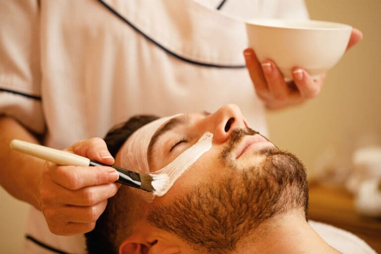 Man getting a facial.